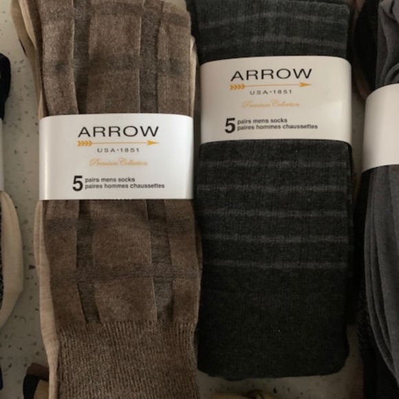 Arrow USA 1851 Premium Collection 5 Pair Socks Men’s (Shoe Size 7-12) Assorted - Picture 5 of 12